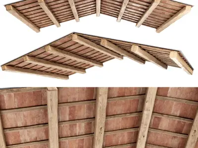 Gable wooden ceiling  3D model