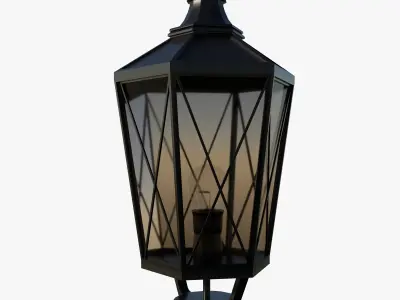 Old metal lamp post Low-poly 3D model