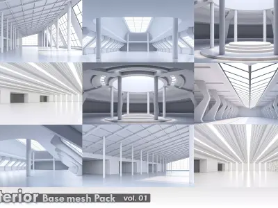 interior base mesh pack vol 01 Low-poly 3D model