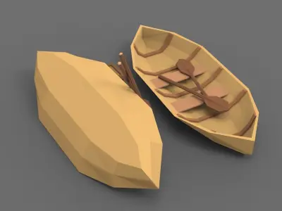 Low Poly Stylized Boat Lowpoly 3D model Low-poly 3D model