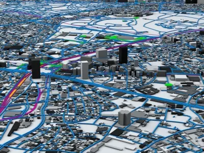 Shibuya Railway System Road Network Streets and Buildings 3D model
