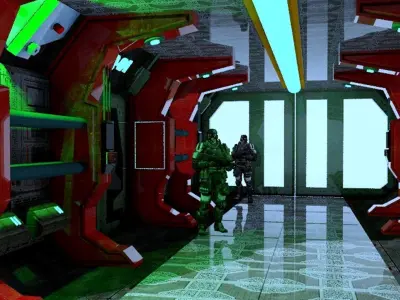 sci-fi corridor and cells military base  3D model