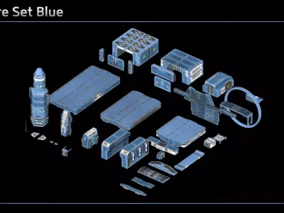 Modular Space Platform Kit Low-poly 3D model