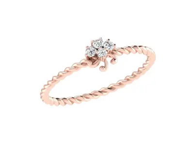 Light Weight Rose Gold Diamond Ring  -EZ LR-36 3D print model
