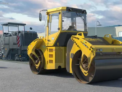 Bomag BW 205 AD4 Articulated Tandem Roller Dusty 3D model