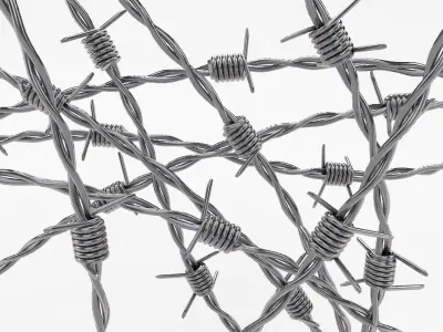 Barb Wire Chrome Low-poly 3D model