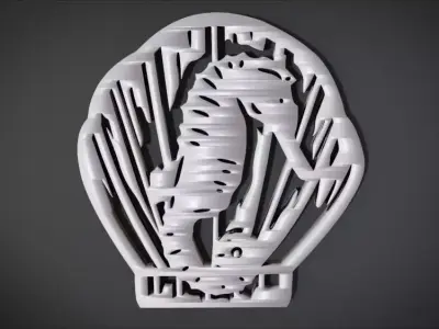 Window ventilation ornaments with Seahorse motifs 3D print model