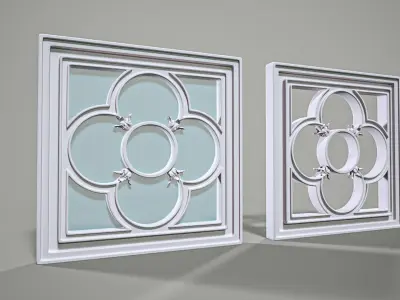 Highpoly Square Gothic Window Type5 3D model