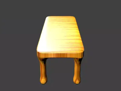 Tabel two wooden benches Low-poly 3D model