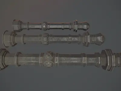 Barrier Bollard Pack 2 v3 Black Three Texture Options Low-poly 3D model