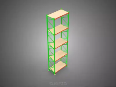 VERTICAL UPRIGHT TOWER WOOD STEEL METAL SHELVING STORAGE RACK UP 3D model