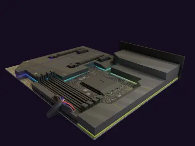 gaming motherboard rgb pc hardware lowpoly circuit board Low-poly 3D model