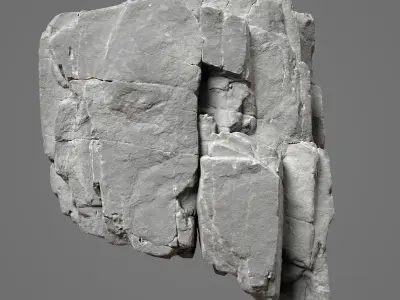 Low Poly Black Cracked Cliff Rock 231012 Low-poly 3D model