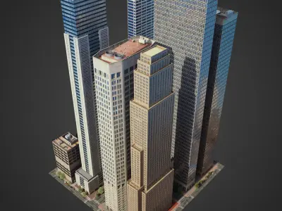 Realistic City District H20-H36 3D model