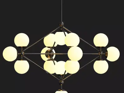 Modo chandelier 15 globes black cream von Roll Hill 3D model