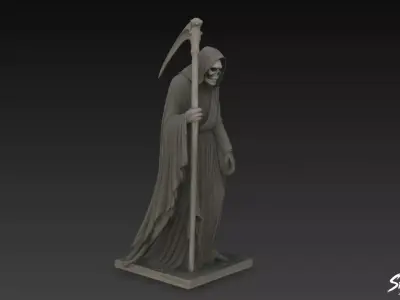 Death Reaper Statue Mourning Pose Low-poly 3D model