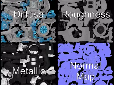 Futuristic SciFi Energy Cube model pack Low-poly 3D model