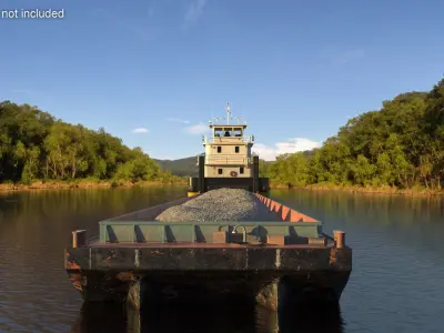  Hopper Barge with Crushed Stone 