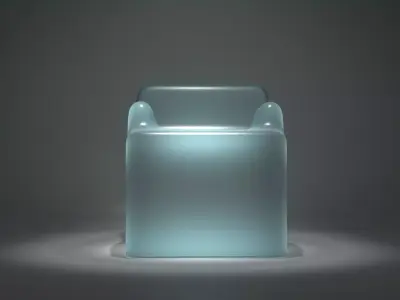 Armchair glass chair with light in middle Low-poly 3D model