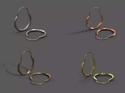 High-Quality 3D Earrings Model Pack 4 Low-poly 3D model