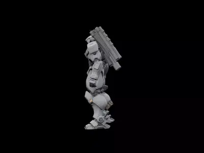 The Second New  High Poly Sci-fi Armored Soldier 3D model
