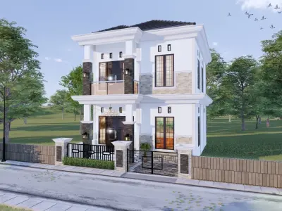 2 Floor House Full Interior with Panorama ready enscape render 3D model
