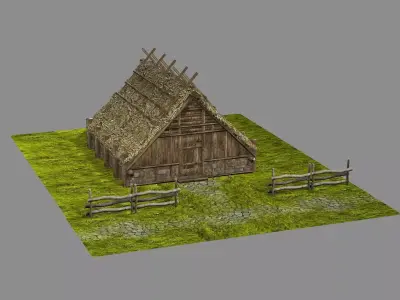 Medieval Viking House 02 Game Ready Low-poly 3D Model Low-poly 3D model