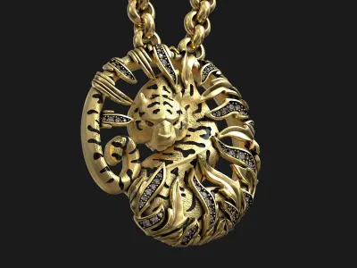 Tiger Bamboo Diamond Ruby Luxury Fashion Brand Necklace 3D print model
