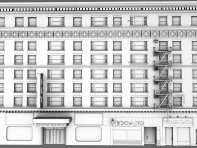 Art Deco Building Street High Polygon 3D model