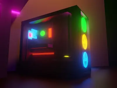 Gaming Room Setup Model Low-poly 3D model