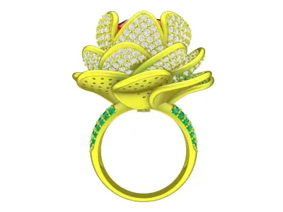 Luxury Floral Ruby Diamond Ring Jewelry Model 6515 3D print model