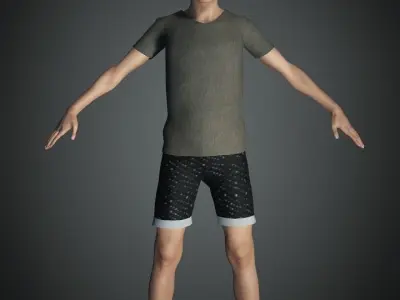 Village or Street boy  rigged 3D model 3D model