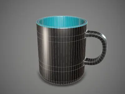 Coffee Mug Glass Colored Low-poly 3D model