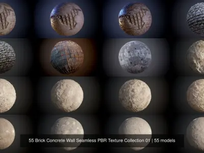 55 Brick Concrete Wall Seamless PBR Texture Collection 01 Texture