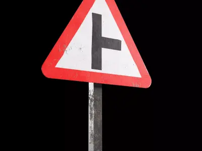 Side road right Roadsign Low-poly 3D model