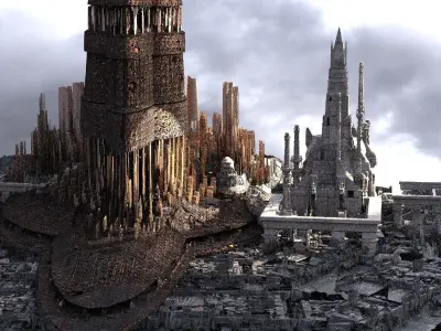 High Senate tower City Kit bash set 3D model