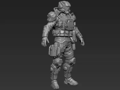 Sci-Fi Military Armour Basemesh 001 3D model