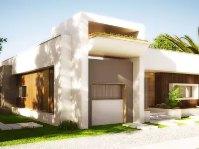 3D Model  Modern Single-Story House Low-poly 3D model