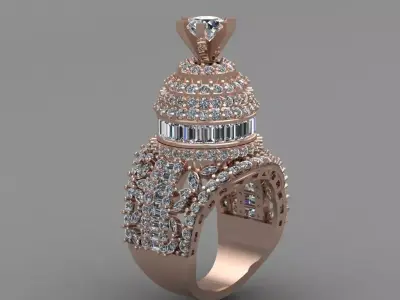 Rose Gold Women Diamond Ring 3D print model 3D print model 71