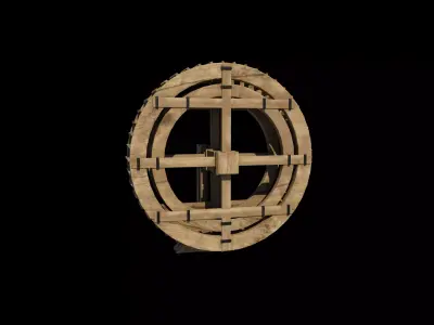 wooden water wheels 3D model
