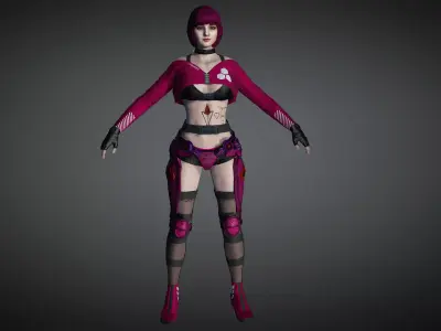 AAA Cyber Punk Female Character 02 Low-poly 3D model