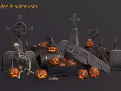 Halloween pack Low-poly 3D model