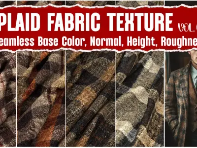 10 Plaid Fabric VOL03 4K Seamless PNG PBR Textures Texture