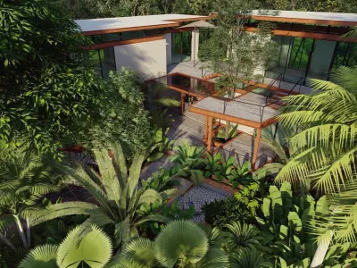 Modern Sales Office Building with Landscape  3D model