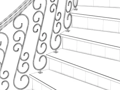 Wooden Spiral Stairs 7 3D model