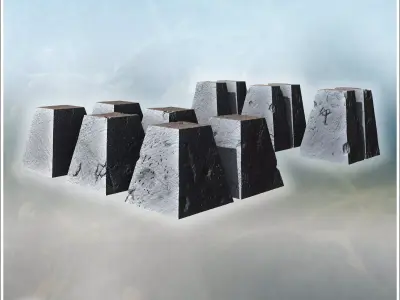 Set of 22 concrete dragon teeth for defensive fortifications hig 3D print model