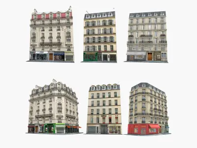 Paris House Collection Low-poly 3D model
