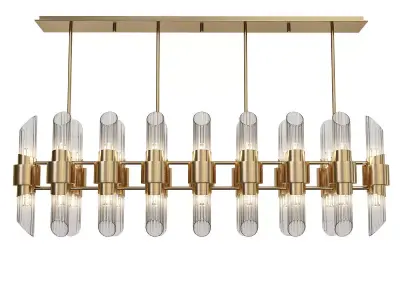 Tycho modern chandelier in brass and clear glass 3D model