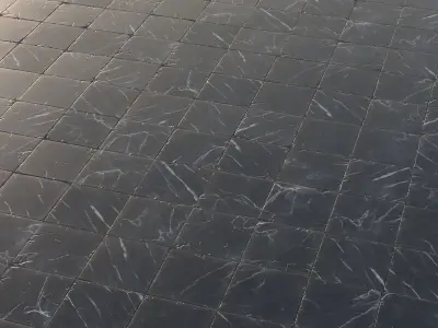 Black marble tiles PBR material  Texture