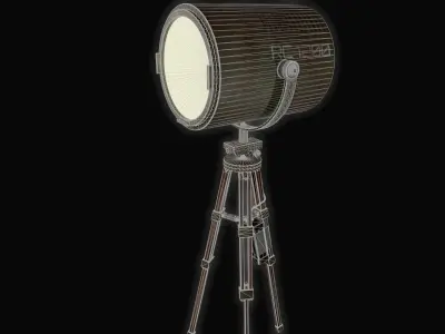 Spotlight tripod with light Low-poly 3D model